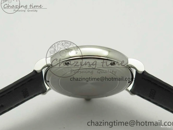 MIROTIME 1228 Portofino Automatic SS FKF 1:1 Best Edition White Dial RG Markers on Black Leather Strap A Stretchable 7141